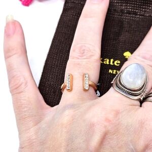 Kate Spade ✦ Rose Gold Bar Ring ✦ Dainty Sparkles Encrusted Crystal Size 5 NWT